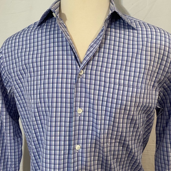 CANALI Men’s Check Long Sleeve Button Down Shirt Size 16 1/2 - Picture 1 of 10
